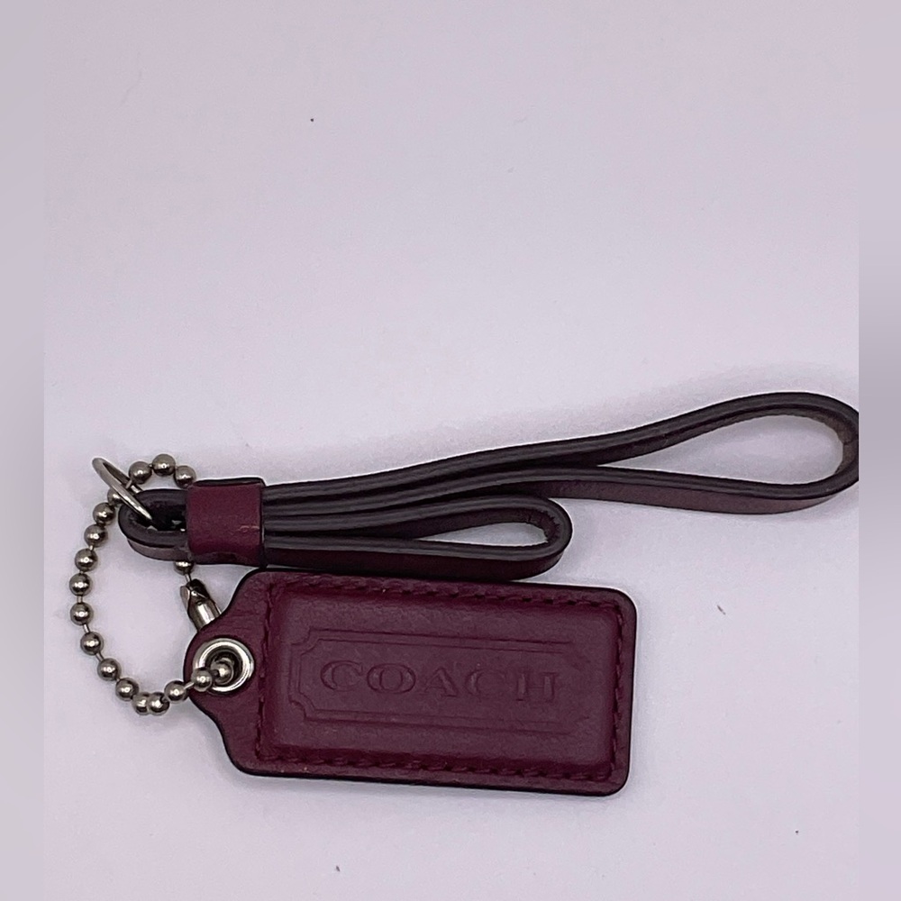 Coach Leather Tassel Loop & Matching Hangtag Bag Charm Silver